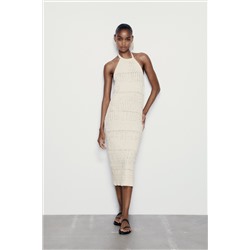 FITTED KNIT HALTER DRESS