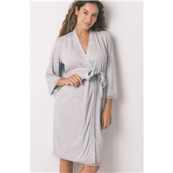 Bata larga "maternity" pointelle gris oscuro