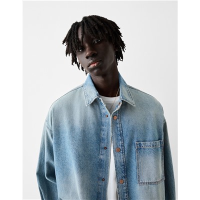 Long sleeve oversize denim shirt