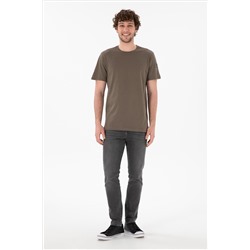 Erkek Regular Fit Bisiklet Yaka Vizon Basic Tişört