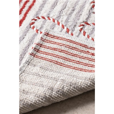 Fleuramour Banyo Paspas - Beyaz/Kırmızı/Gri - 50x80 cm
