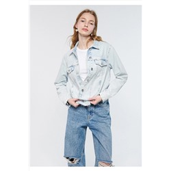 Mavi Sienna Ağartılmış Jean Ceket Crop / Kısa Kesim 110383-85330