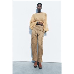 ZW COLLECTION WRINKLED CARGO TROUSERS
