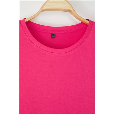 Gül Kurusu Regular Fit Basic Bisiklet Yaka %100 Pamuk Örme Büyük Beden T-Shirt TBBSS22TS0733