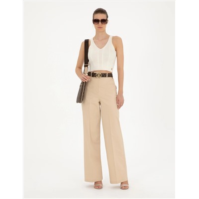 Beyaz Crop Top Triko Bluz