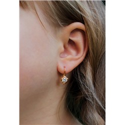 Серьги детские из золочёного серебра с фианитами - Клевер 925 пробы S2180341010з200