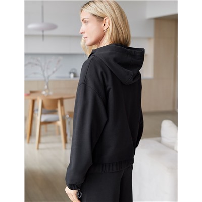 Зип худи на молнии из петельчатого футера трехнитки с резинкой по низу и манжетами