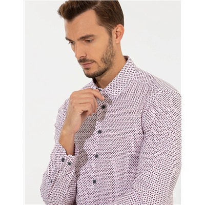 Bordo Slim Fit Uzun Kollu Gömlek