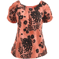 Koi Scrubs Faux Lace Print Top