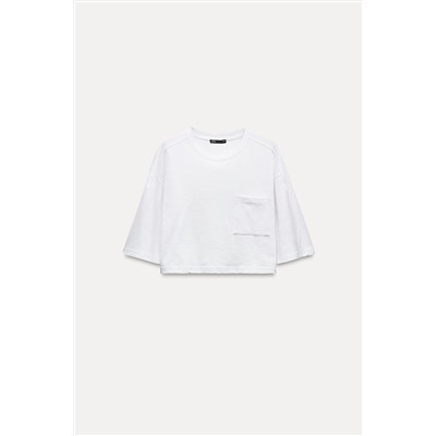 SLUB KNIT COTTON CROPPED T-SHIRT