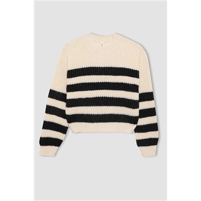 Defacto Kız Çocuk Regular Fit Bisiklet Yaka Kazak A9489A823AU
