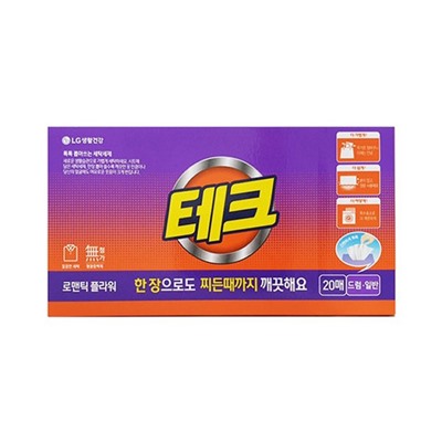 LG Tech Easy Sheet Detergent (Romantic flower), Салфетки для стирки белья с цветочным ароматом