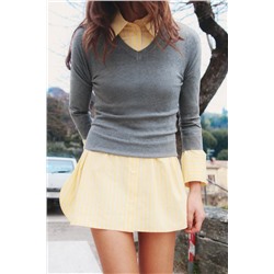 PLAIN 3/4 SLEEVE KNIT SWEATER