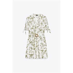 PRINTED MINI DRESS WITH CUTWORK EMBROIDERY