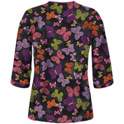 UA Blissful Butterflies Black 3/4 Sleeve Scrub Top