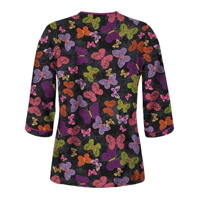 UA Blissful Butterflies Black 3/4 Sleeve Scrub Top