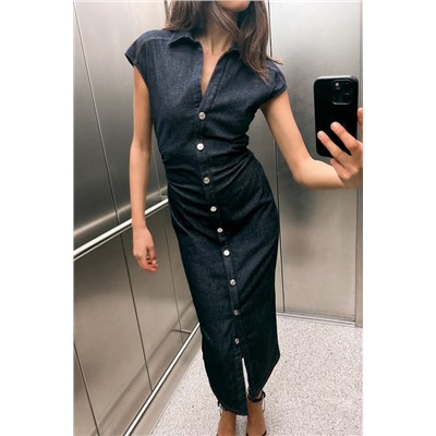 FITTED MIDI SHIRT DRESS