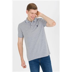 Erkek Gri Melanj Basic Polo Yaka Tişört