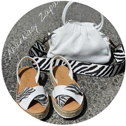 AB. ZAPATOS CRUZ/YUTE · blanco zebra+PELLE · LUX blanco