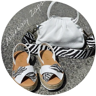 AB. ZAPATOS CRUZ/YUTE · blanco zebra+PELLE · LUX blanco