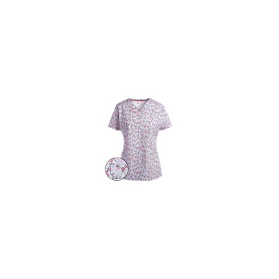 White Cross Scrubs Charlotte Print Top