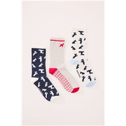 Pack 3 calcetines altos print perros