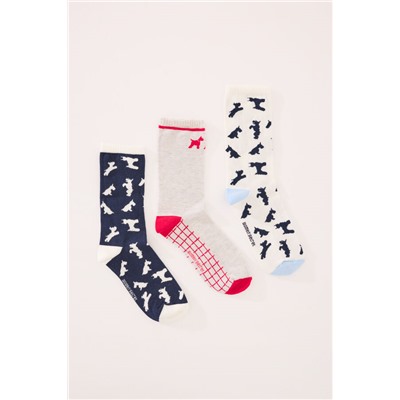 Pack 3 calcetines altos print perros