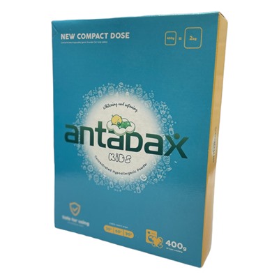 Детский стиральный порошок отбеливаюший Antabax 400гр.                                                                                                - для ручной и машинной стирки- для стирки различный видов ткани, детской одежды- натуральная отдушка- удаляет глубоко въевшуюся грязь- свойство отбеливателя