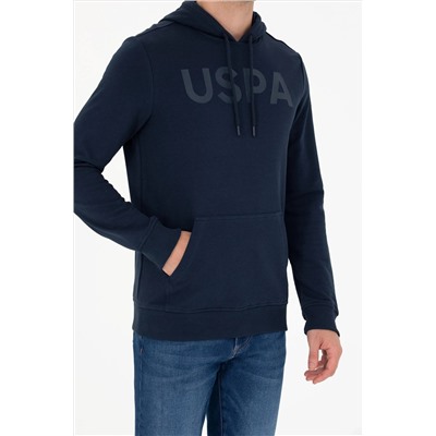 Erkek Lacivert Kapüşonlu Basic Sweatshirt
