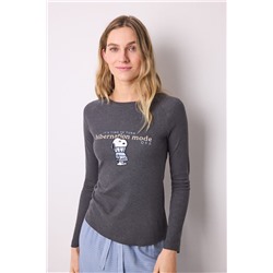 Camiseta manga larga canalé Snoopy
