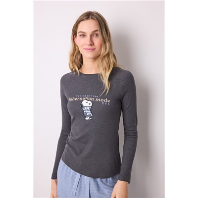 Camiseta manga larga canalé Snoopy