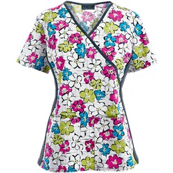 Cherokee Flexibles Scrubs Flower You Doing? Print Top
