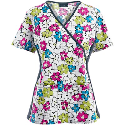 Cherokee Flexibles Scrubs Flower You Doing? Print Top