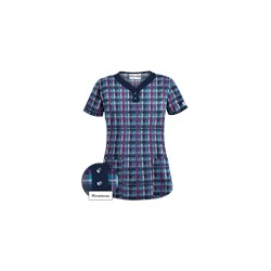UA Plaid Deep Ocean Scrub Top