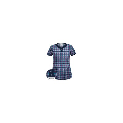 UA Plaid Deep Ocean Scrub Top