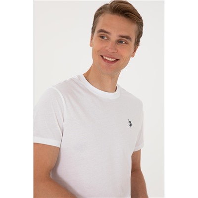 Erkek Regular Fit Bisiklet Yaka Beyaz Basic Tişört