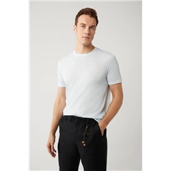 Avva, Erkek Açık Mavi Bisiklet Yaka Garment Dyed T-shirt A41y5074