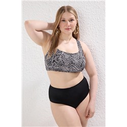 Çok Renkli Animal Desenli Sırt Detaylı Bralette Büyük Beden Bikini Üstü TBBSS23CT00000