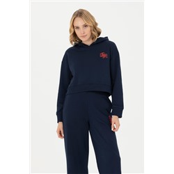 Kadın Lacivert Kapüşonlu Sweatshirt