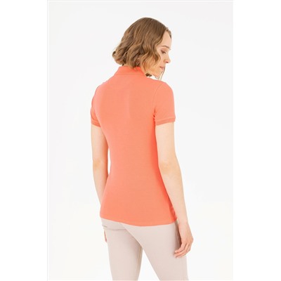 Kadın Somon Basic Polo Yaka Tişört