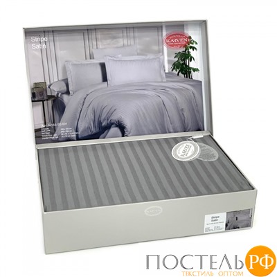 Постельное белье "Карвен" Stripe Satin семейное N 164-SS 001 серый