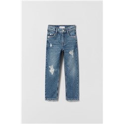 RIPPED STRAIGHT FIT JEANS