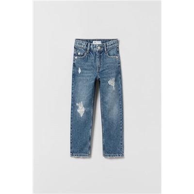 RIPPED STRAIGHT FIT JEANS