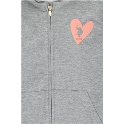Çocuk Gri Melanj Fermuarlı Kapüşonlu Sweatshirt