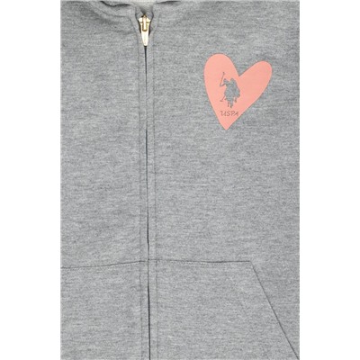 Çocuk Gri Melanj Fermuarlı Kapüşonlu Sweatshirt