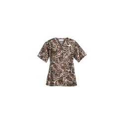UA Boho Paisley White V-Neck Scrub Top