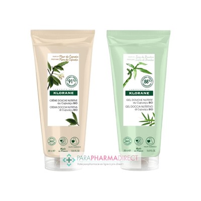 Klorane Cupuaçu Crème Douche Nutritive Fleur de Cupuaçu + Gel Douche Nutritif Sève de Bambou 2x200mlLot  × 2
