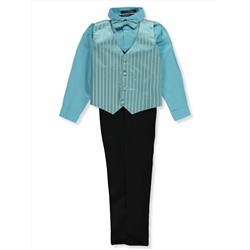 ANDREW FEZZA BOYS’ BOW-TIE STRIPE BLOCK 4-PIECE VEST SET