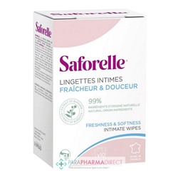 Saforelle Lingettes Intimes Fraicheur & Douceur Biodégradables Individuelles x10