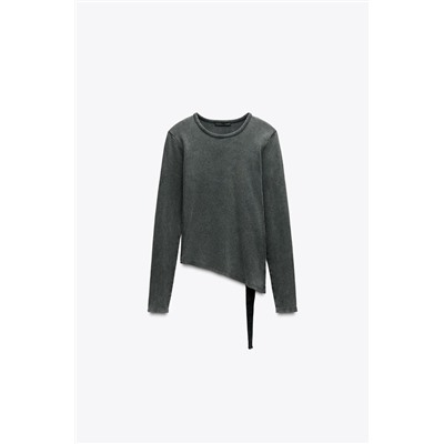 BELTED RIBBED T-SHIRT
